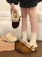 厚底内增高加绒勃肯鞋包头半拖毛毛拖鞋女冬外穿2025新款棉拖鞋子
