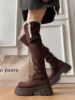 Retro Thick-Soled Fleece-Lined Snow Boots for Women 2025 New Popular Winter Warm Long Boots Northeast Cotton Boots