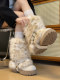 Detachable two-wear thick-soled snow boots for women in winter plus velvet to keep warm and non-slip plush cotton shoes, genuine leather versatile short boots