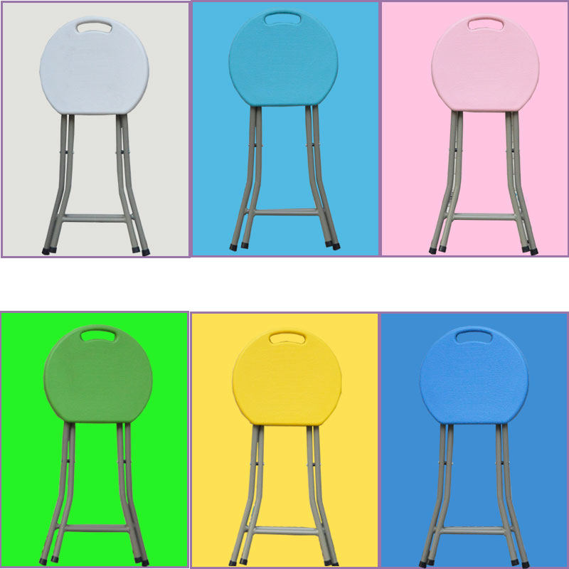 Stool Thickened folding stool Portable small round stool Plastic stool Lightweight outdoor stool Household thick adult dining stool