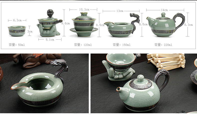 Tong baiyi kung fu tea set a complete set of violet arenaceous four unity of household electrical appliances solid wood tea tray cups of tea