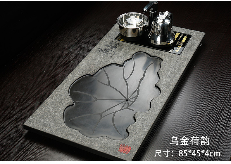 Tong baiyi kung fu tea set a complete set of violet arenaceous four unity of household electrical appliances solid wood tea tray cups of tea