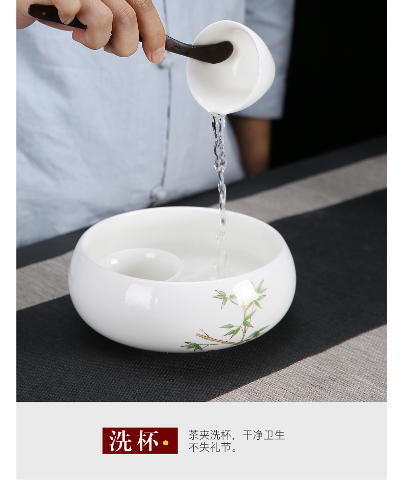 Suet jade ceramic travel kung fu tea set a pot of four cups of portable Japanese contracted crack belt filter tea tray