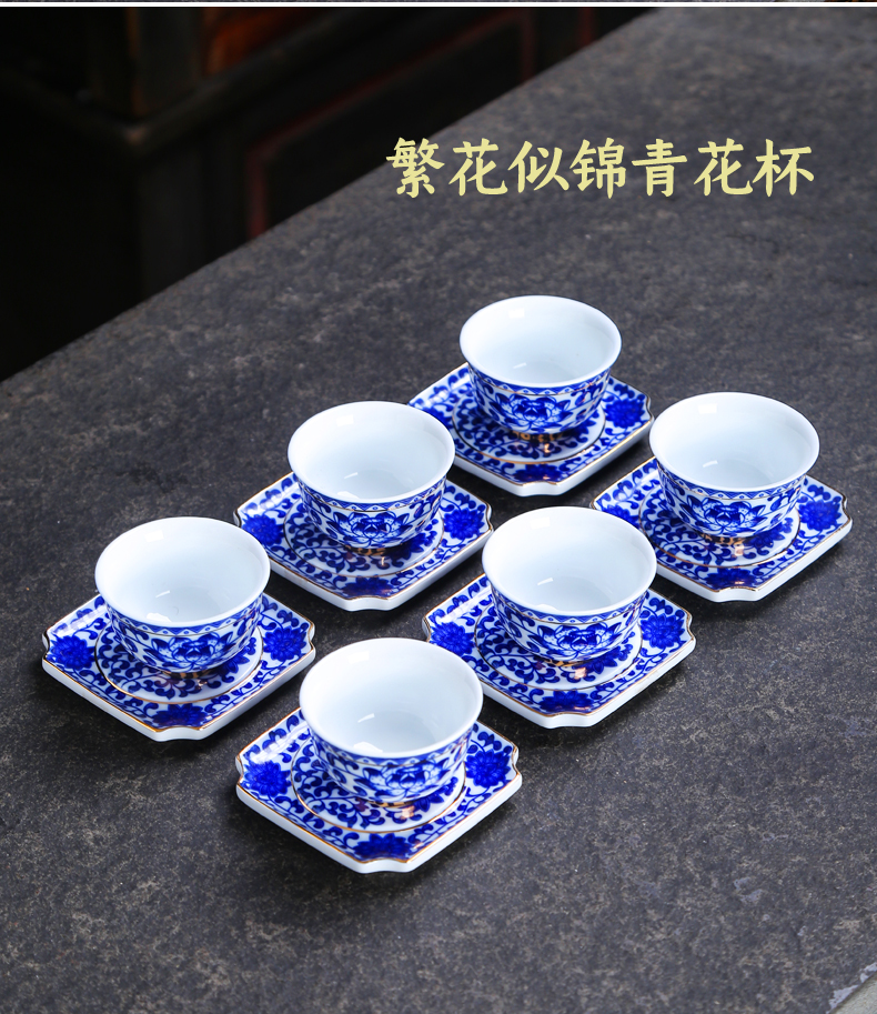 Jingdezhen blue and white porcelain teacup ceramic cups single CPU master cup kung fu tea tea set, the bowl sample tea cup