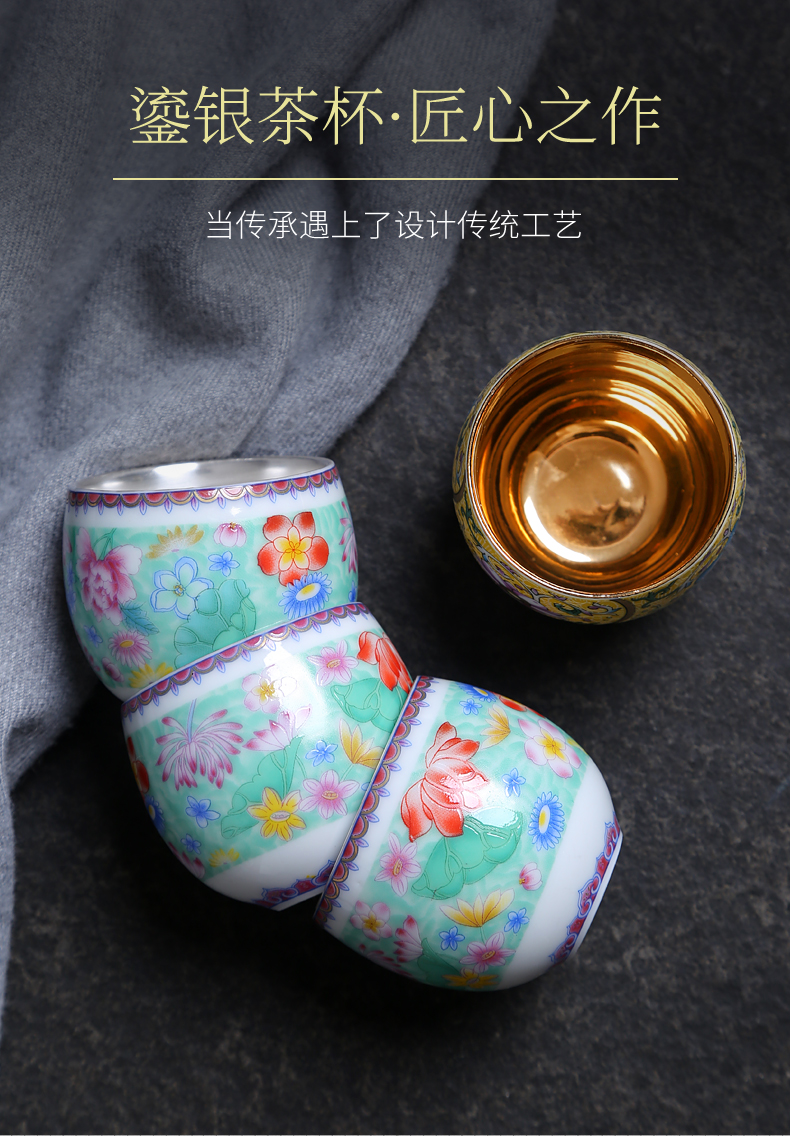 Jingdezhen kung fu tea set ceramic cups archaize color master cup paint sample tea cup single cup, small cup pick flowers