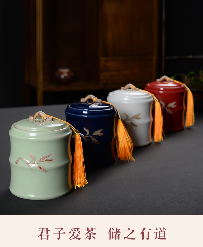 Your up caddy fixings ceramic medium, tassel Chinese wind restoring ancient ways seal POTS home tea POTS