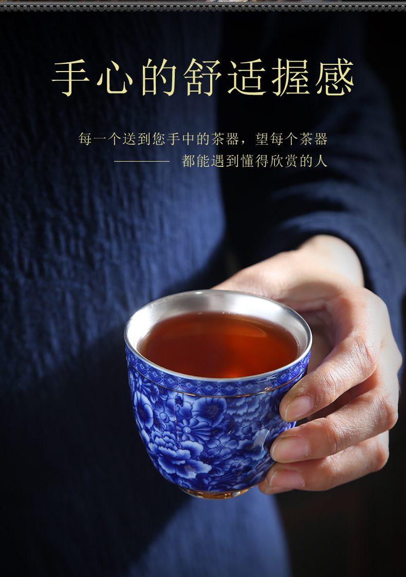 Blue and white porcelain teacup ji Blue ceramic kung fu tea tea cups single CPU master cup, suit the bowl sample tea cup