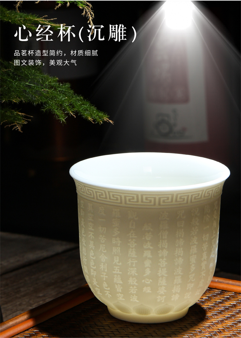 Suet jade master kung fu tea cup thin foetus dehua white porcelain sample tea cup of the big cup tea tea cup, bowl