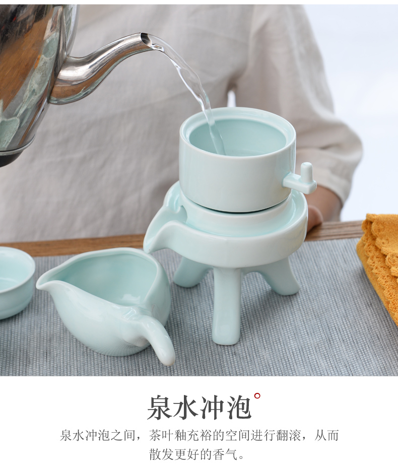 Coarse ceramic tea set automatically rotate the household fair stone mill restoring ancient ways the teapot fragrance - smelling cup a cup of tea sets tea accessories