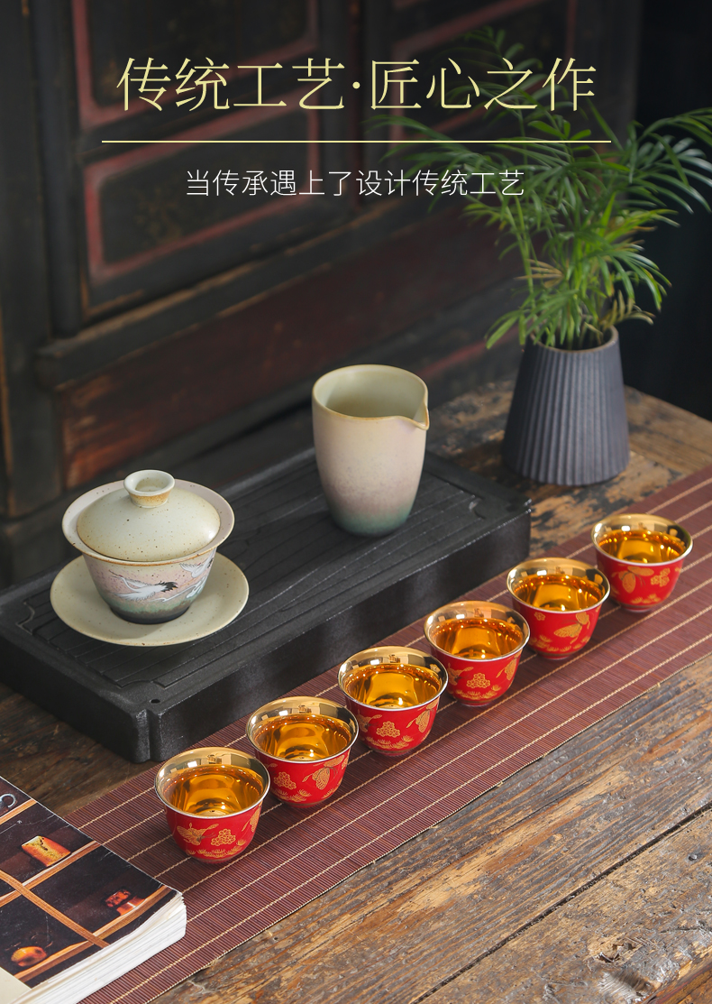 Household ceramic sample tea cup ji blue glaze porcelain craft individual cup single CPU kung fu tea cup master cup of tea