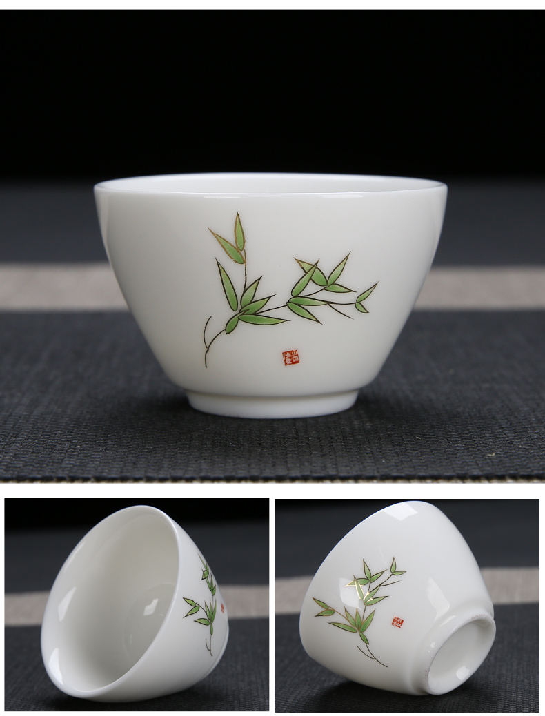 Dehua suet jade white porcelain kung fu tea set home sitting room hand - made ceramic tea tea tureen tea cup