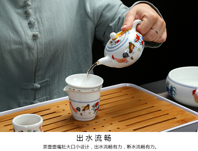 Chicken cylinder cup kung fu tea set view restoring household contracted jingdezhen porcelain ceramic color bucket cup modern ideas