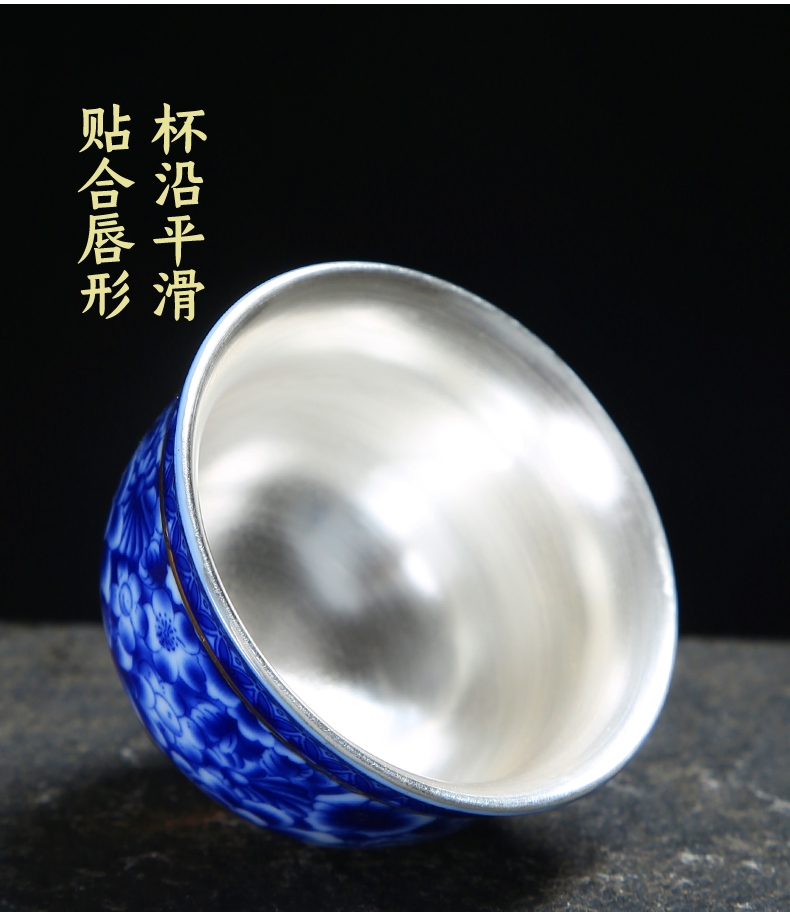 Jingdezhen blue and white porcelain teacup ceramic cups single CPU master cup kung fu tea tea set, the bowl sample tea cup