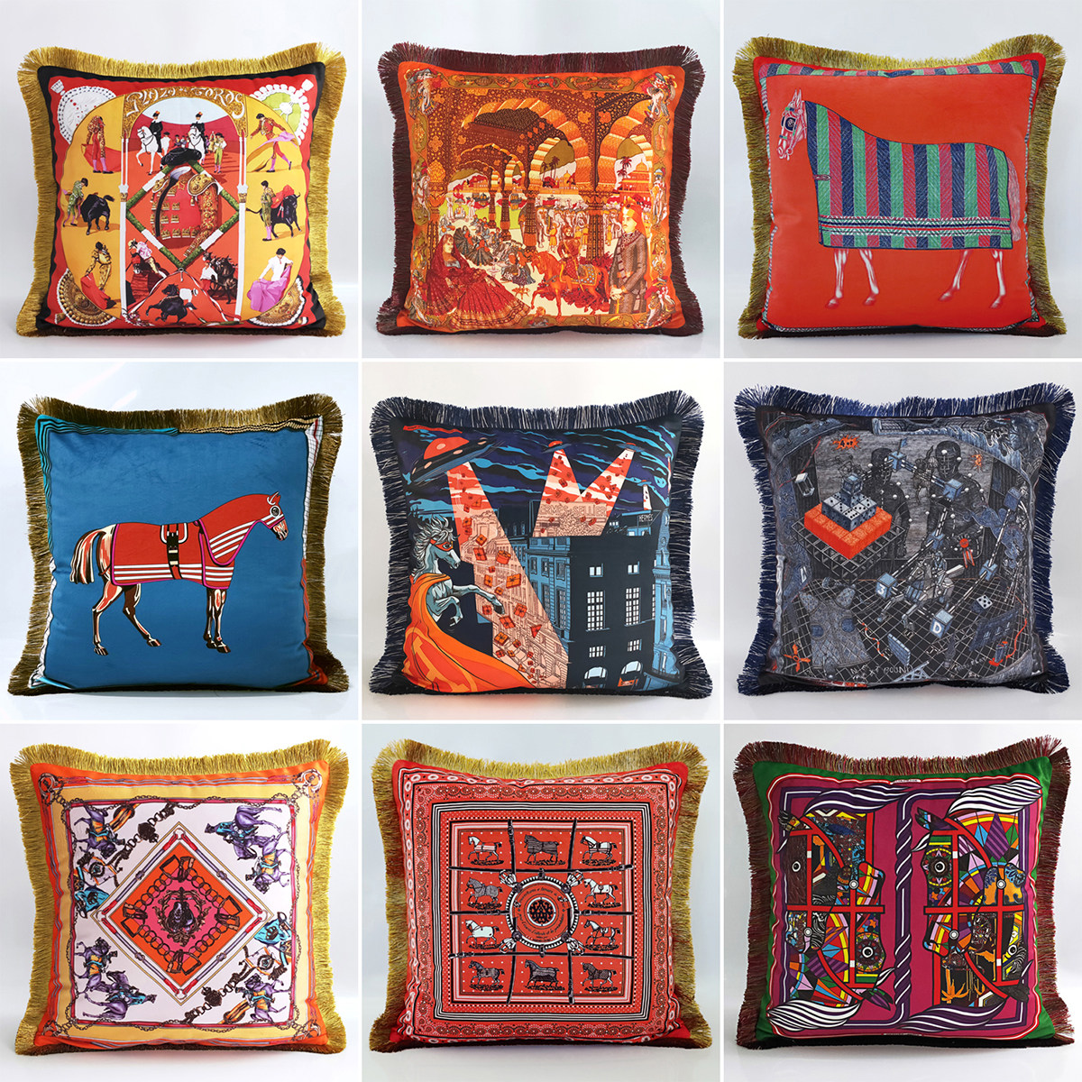 Luxury tassel Malaysian sofa backrest pillow American European pillow Mediterranean Nordic car large cushion