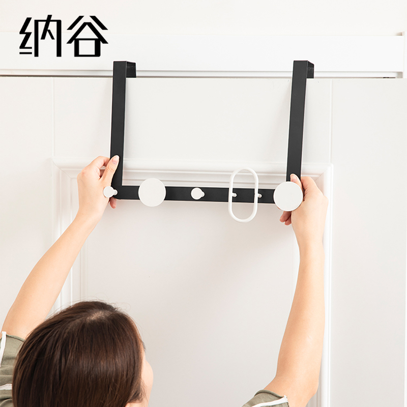 Navalley door behind the hook hook-free hook clothes sorting up the hanger-free nail-free iron frame