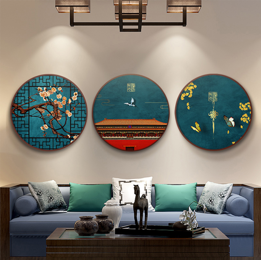 New Chinese decoration hanging painting Xuanguan bedroom headroom headroom wall surface Round Drawing Living Room Sofa Background Dining Room
