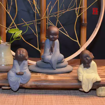 Colored sand Cute little monk Famous tea pet Small monk tea play tea ceremony accessories incense plug tea set decoration tea pet ornaments