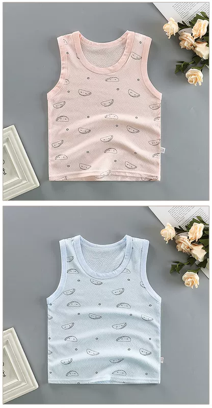 Cô gái Nhật Bản áo yếm cô gái mùa hè mỏng cotton trẻ em đồ lót đáy áo sơ mi slub cotton top - Áo vest