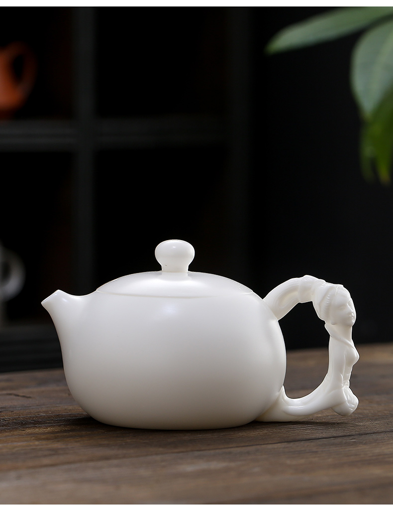 Biscuit firing xi shi pot of jingdezhen ceramic ball hole, kung fu tea set high white porcelain teapot single pot of tea, little teapot