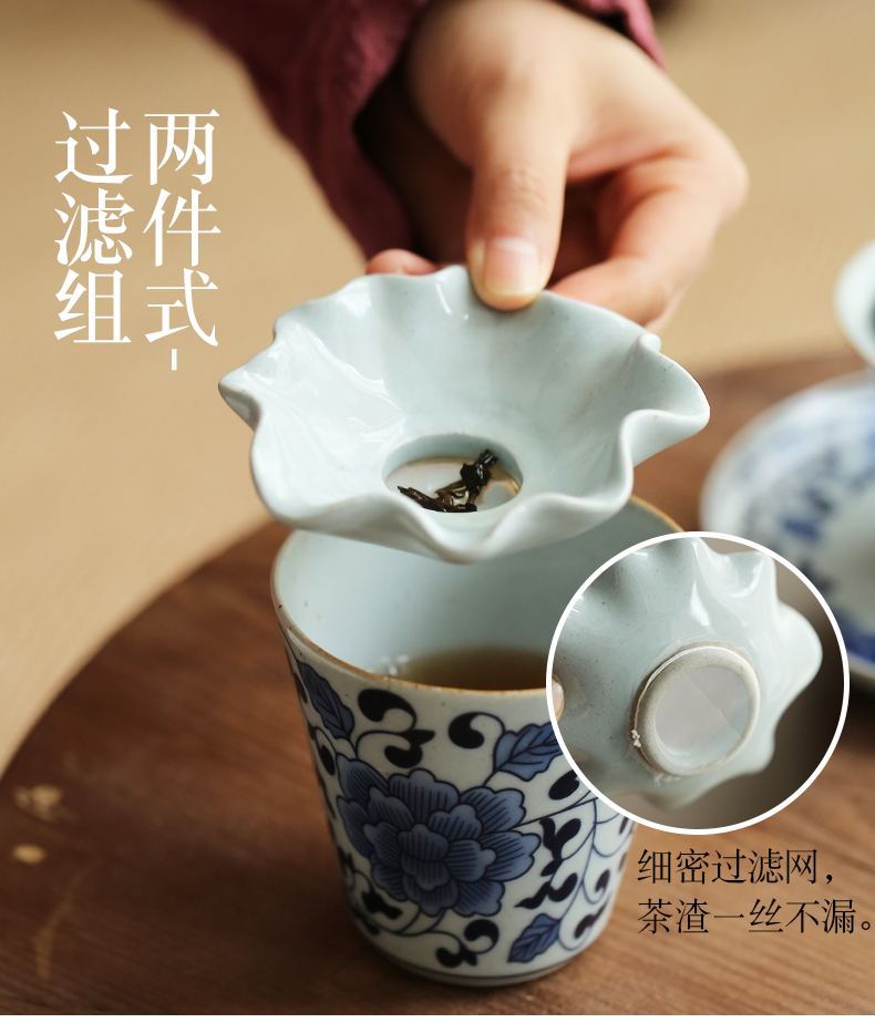 Jingdezhen hand - made porcelain tea set suit household small sets of kung fu tea cup tureen tea pot dry terms plate