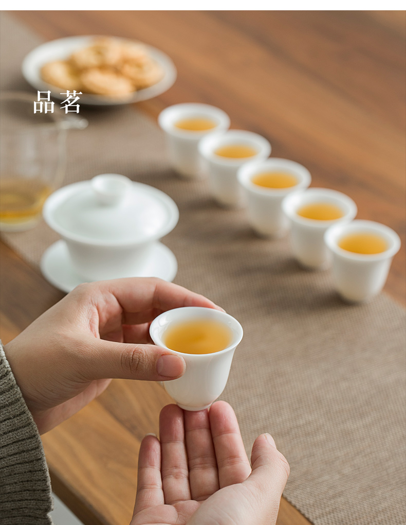 Jingdezhen only sweet white thin foetus hand - made three tureen single tea bowl to bowl kung fu tea set, ceramic cups