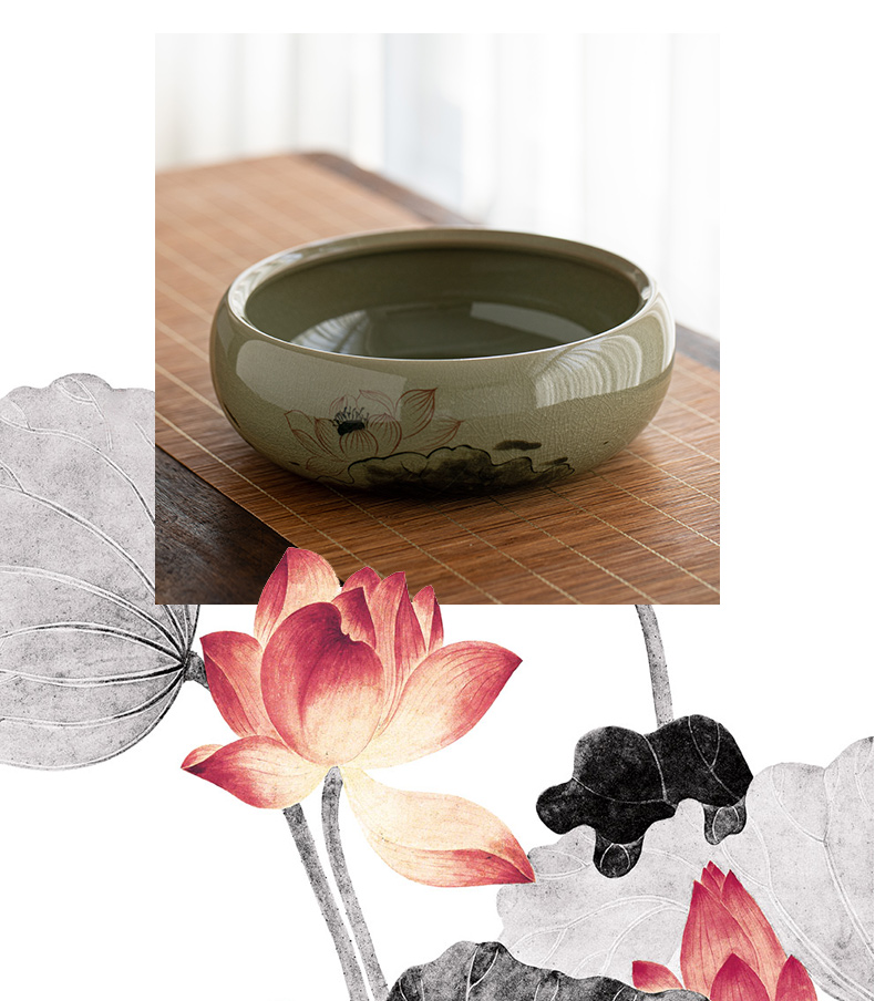 Jingdezhen large hand - made lotus ice to crack the up ceramic tea wash to open tea cup of the tea taking spare parts washing water to wash