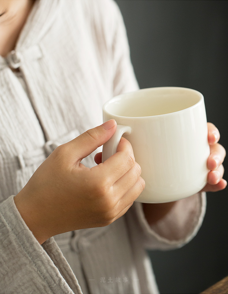 Lard white ceramic cups dehua kung fu tea set office master cup white porcelain cup cup with cover and suits for