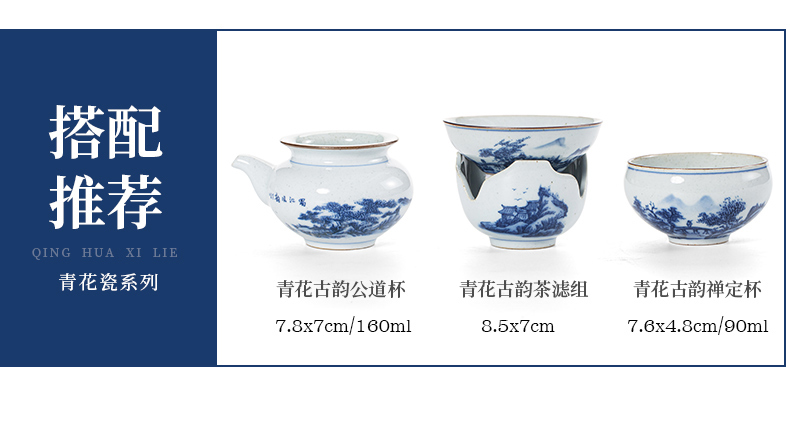 Hand tureen jingdezhen ceramic cups only three bowls of kung fu tea tureen of blue and white porcelain three cups of tea tureen
