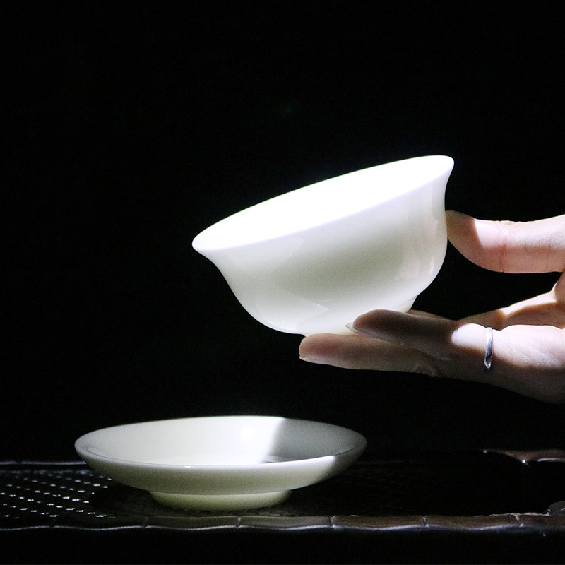 White jade porcelain tureen dehua White trumpet the White ceramic cups three suits for the home of kung fu tea tea sets
