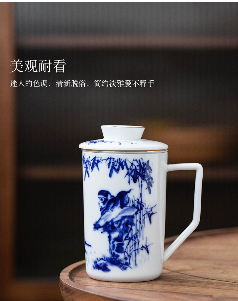 Hand - made under glaze color office cup of jingdezhen porcelain ceramic cups household with cover glass large tea cups