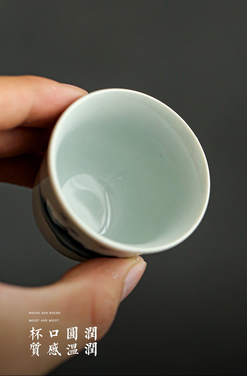 Tang s hand - made landscape suet jade white porcelain masters cup cup kung fu tea cup pure checking ceramic tea cup