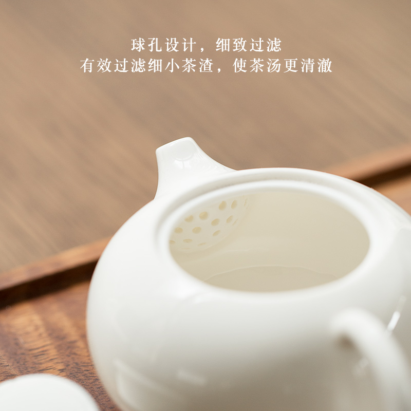 Lard white beauty pot of dehua white porcelain teapot kung fu suit household ceramics single pot large hand tea set