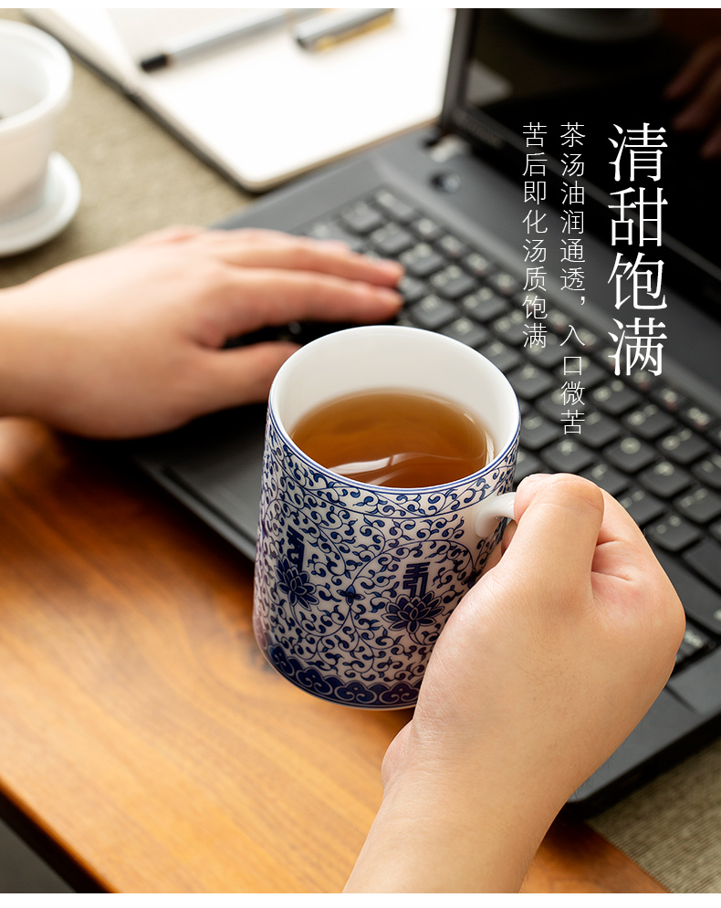 Jingdezhen hand - made porcelain office glass ceramic filter large cups with cover office cup of blue and white and exquisite tea cups