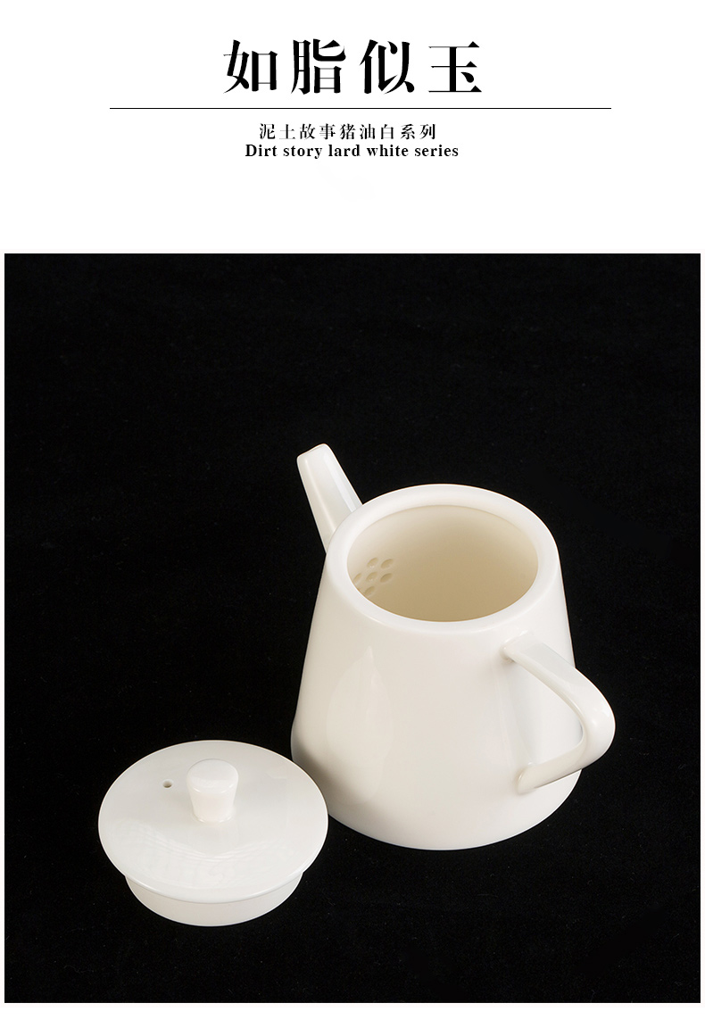 Earth story dehua lard white teapot tea kungfu tea set single boring pot pot of fine white porcelain teapot