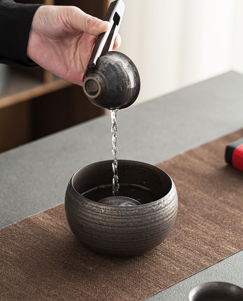 Jingdezhen hand made undressed ore iron glaze tracey water washed by hand wipe the bowl Japanese metal glaze kung fu tea set