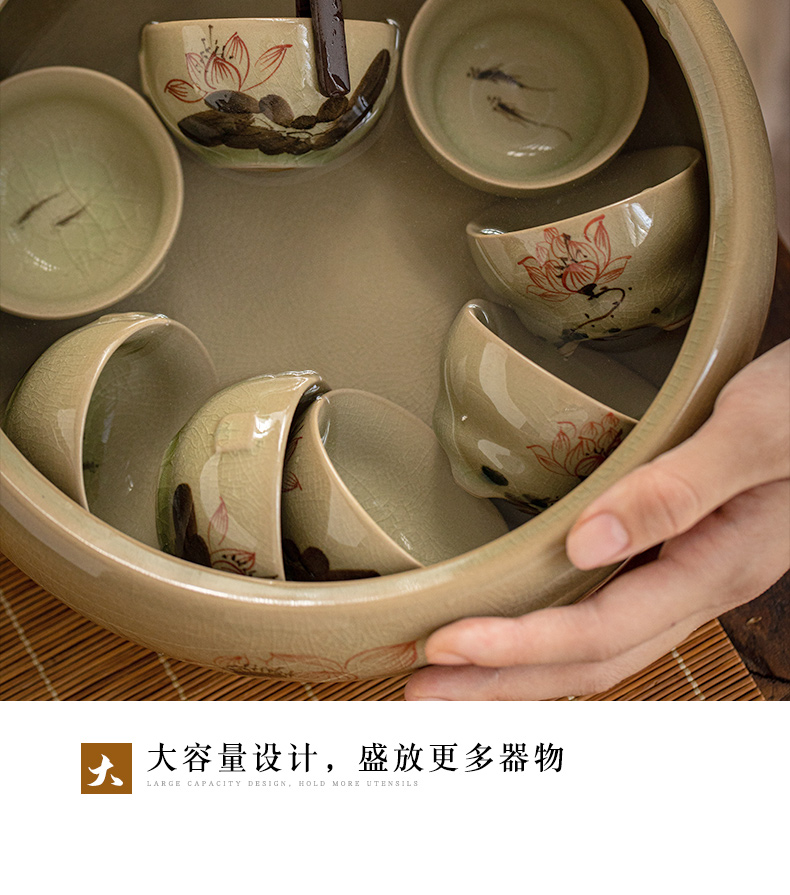 Jingdezhen large hand - made lotus ice to crack the up ceramic tea wash to open tea cup of the tea taking spare parts washing water to wash