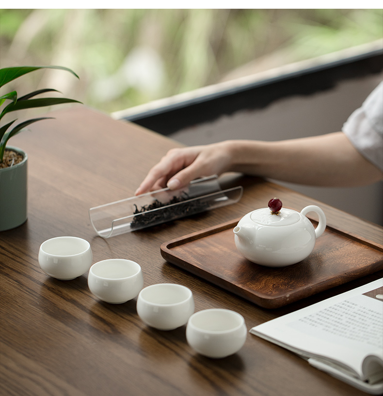 Lard white beauty pot of dehua white porcelain teapot kung fu suit household ceramics single pot large hand tea set