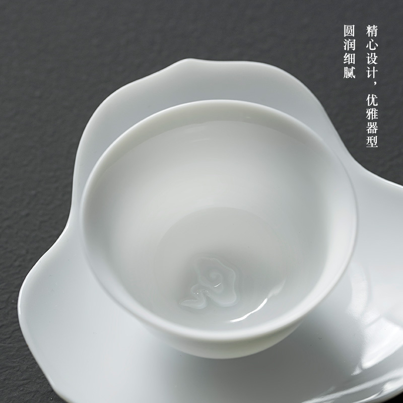 Manual white porcelain cup mat tea cup holder, sweet white tea saucer pad insulation kung fu tea accessories with zero