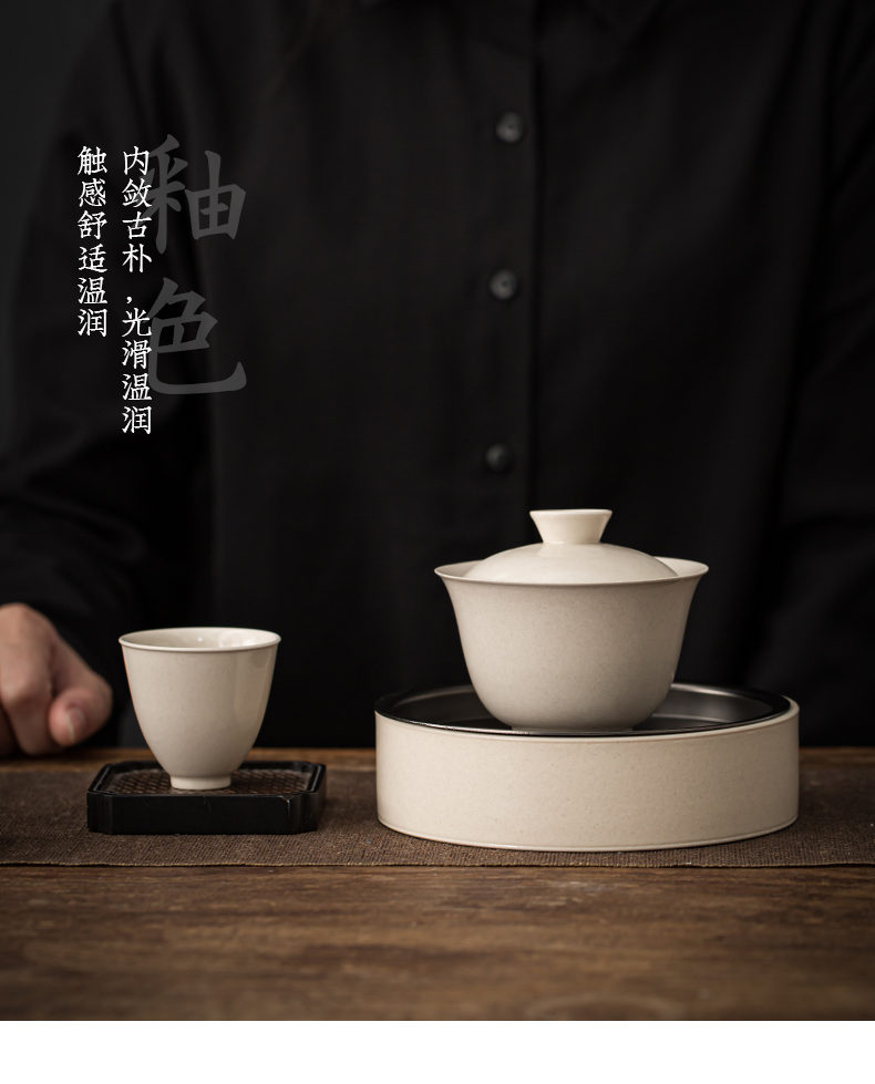 Plant ash tureen only three ceramic bowl hand made big bowl tea bowl cups to archaize kung fu tea cups