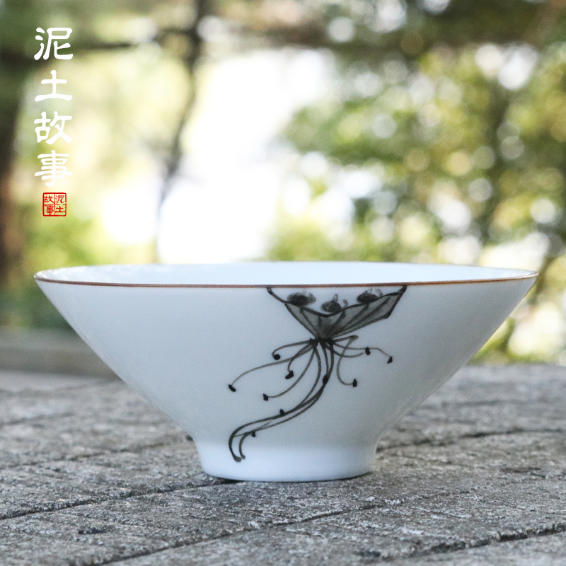 Soil sample tea cup of jingdezhen ceramics personal story cup at upstream single CPU kung fu tea master hand made small tea cups