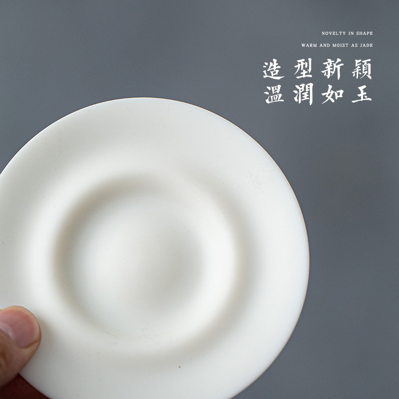 Dehua biscuit firing suet white jade manual white porcelain three tureen suet jade porcelain kung fu tea tureen large