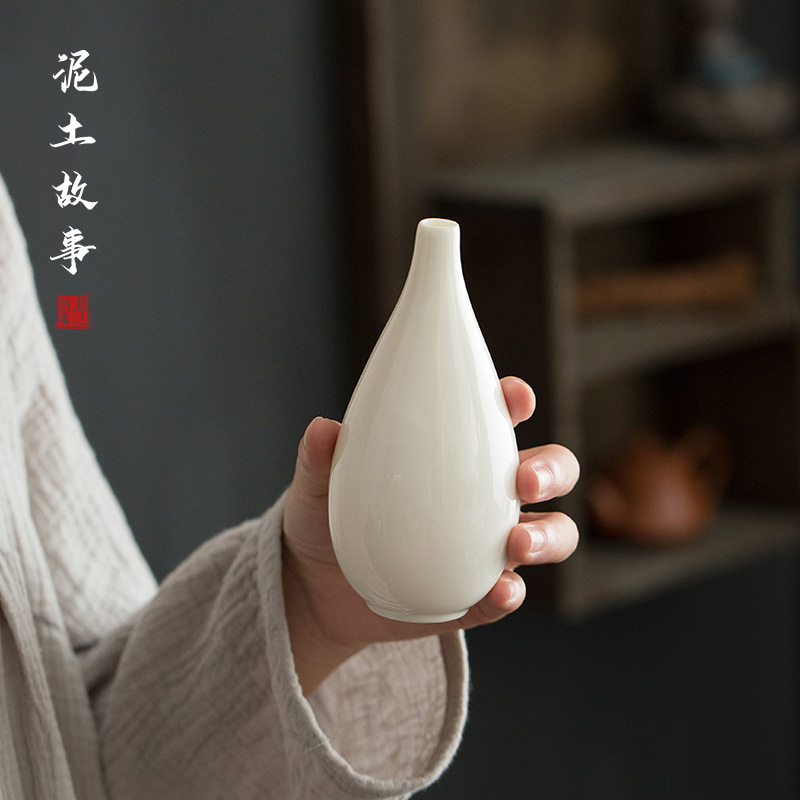 Earth story kung fu tea tea accessories small place white porcelain ceramic vases, tea dry flower, flower, flower receptacle