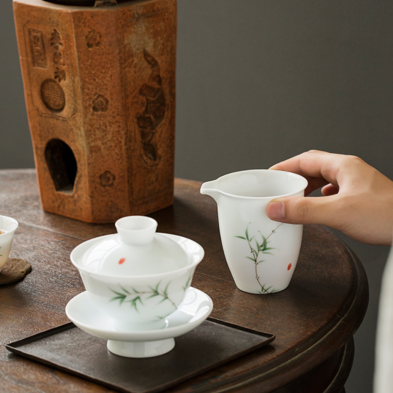 Earth story jingdezhen pure hand - made bamboo under the glaze color fair keller contracted ceramic tea set tea sea