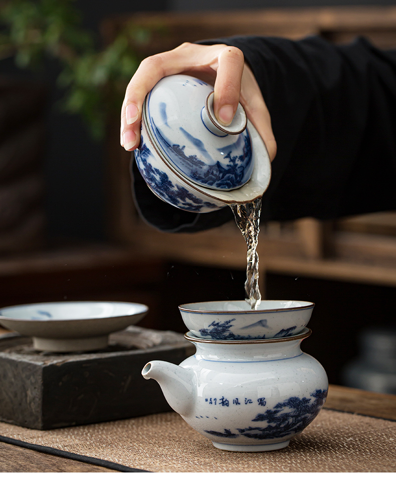 Jingdezhen porcelain hand - made) ancient some ceramic porcelain kung fu tea set of the filter tea tea - leaf filter tea accessories