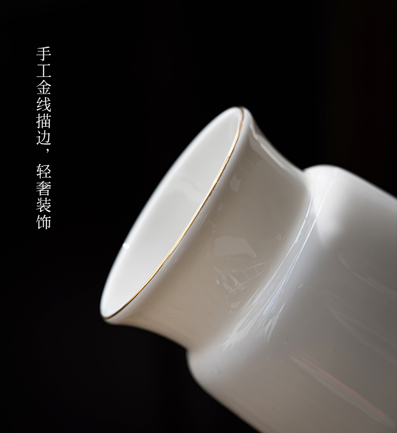 Suet jade white porcelain tea six gentleman ceramic household single brush pot ebony ChaGa kung fu tea accessories