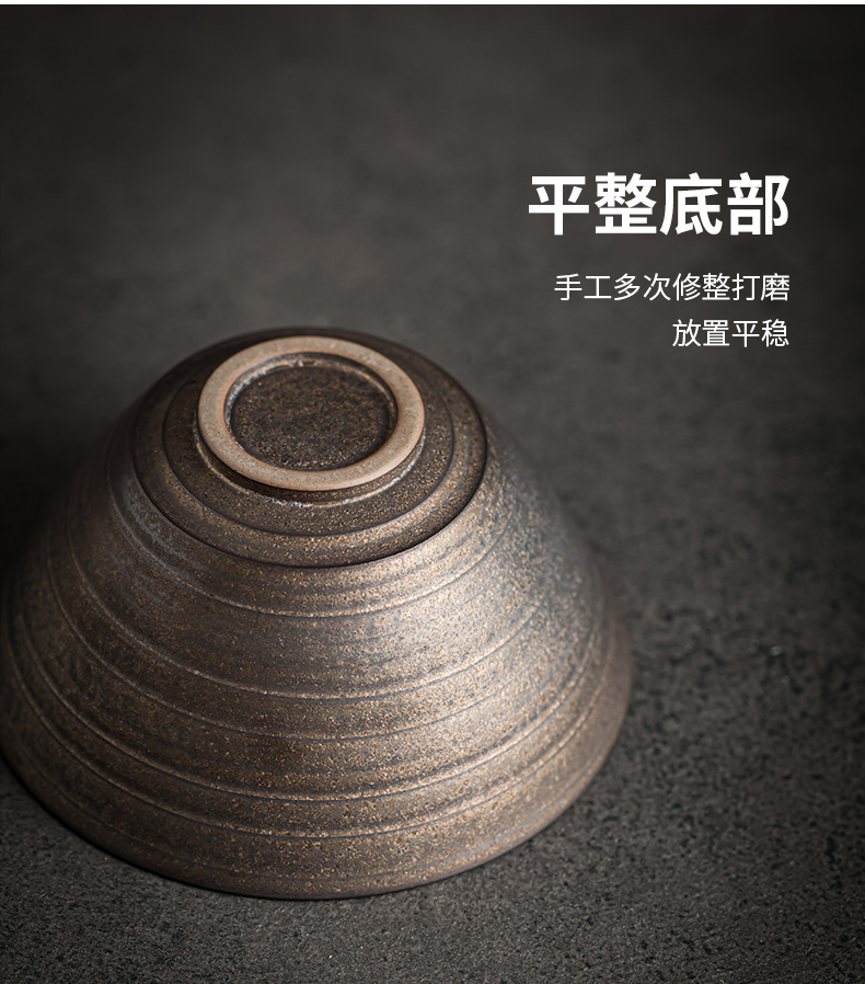 Retro rust glaze three only single is not a hot tureen jingdezhen Japanese coarse TaoChun manual firewood ceramic bowl