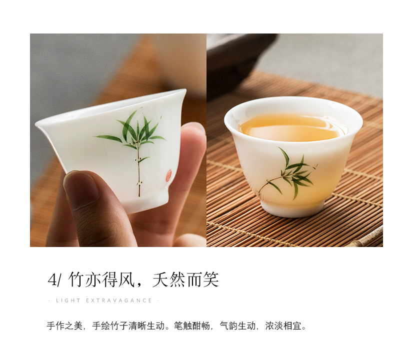 Members of the jingdezhen bamboo soil sample tea cup manual coloured drawing or pattern under the glaze color contracted master cup ceramic cup