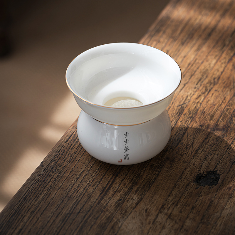 Private hand - written custom suet jade white porcelain) tea strainer saucer set tea accessories kung fu tea accessories