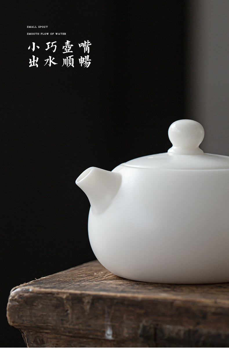 Suet jade dehua white porcelain craft xi shi pot of Suet jade ceramic biscuit firing kung fu tea set household little teapot