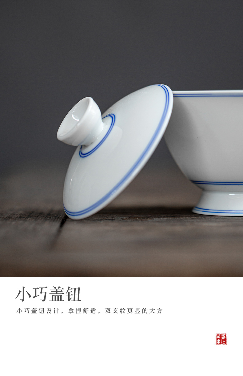 Manual sweet white only three tureen jingdezhen thin foetus white jade porcelain cups tea bowl of Japanese household kung fu tea set